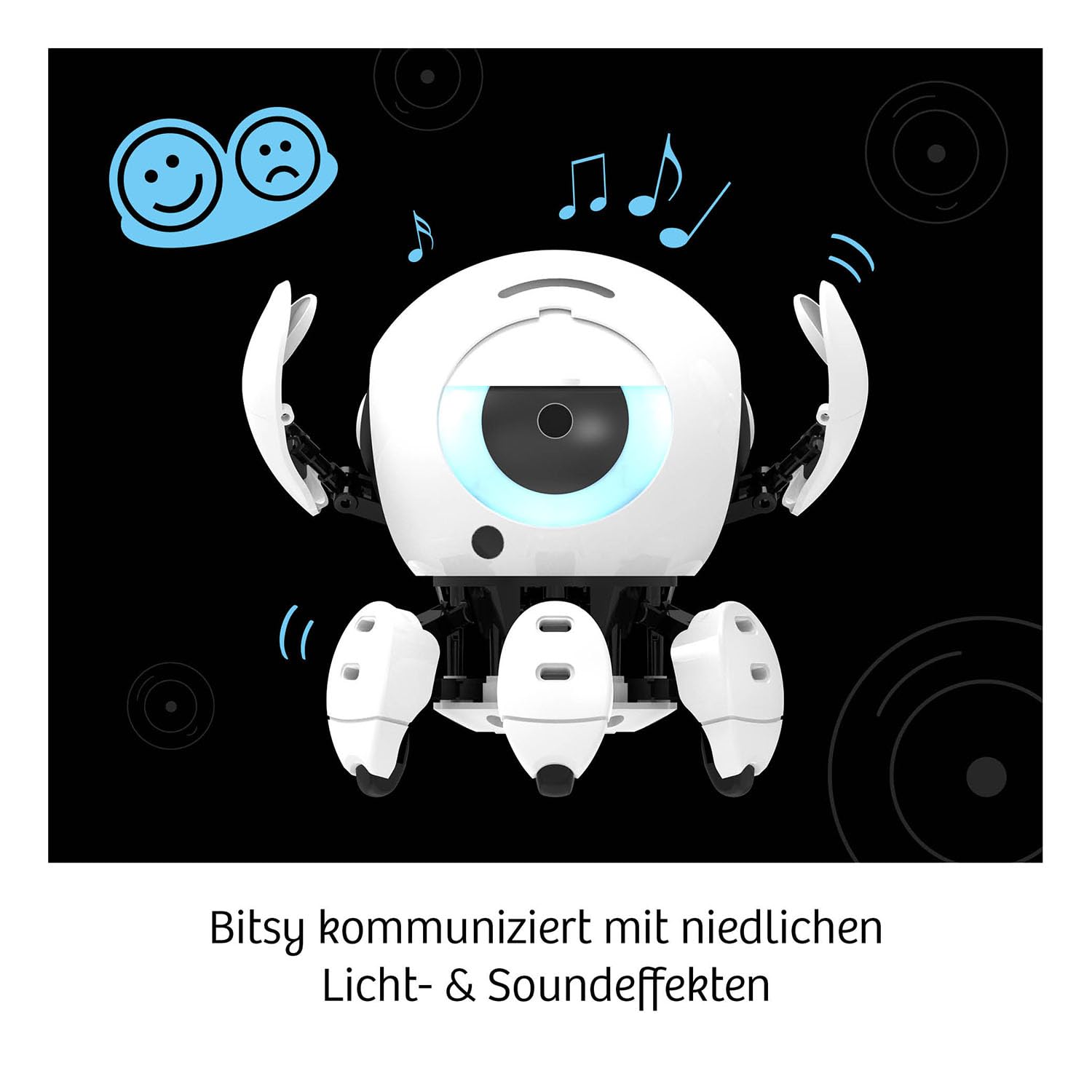 KOSMOS 621094 Bitsy - Dein cleverer Robo-Freund, Roboter für Kinder, Steuere Bitsy mit Sound-Klicker, Spielzeug für Kinder, Experimentierkasten ab 8-12 Jahre