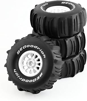 1/7 1/8 RC Short Course Truck Car Tires and Wheels Rims 17mm Hex Snow Sand Buggy Desert Tyres with Foam Insert for 17 Scale RC Off Road Truck Car TRAXXAS UDR 85086-4 4Pcs A White