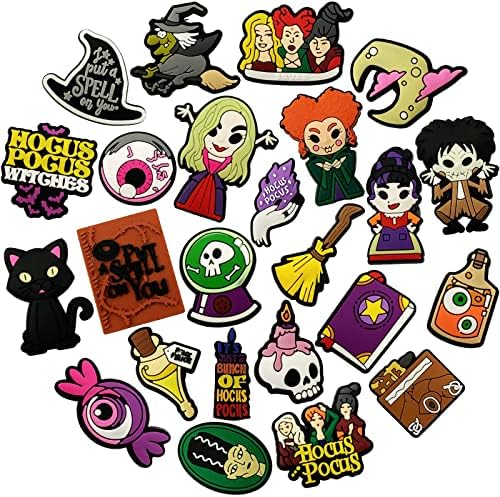 TIOMTO 28pcs Shoe Charms for Hocus Pocus, Halloween Charms Fits for Clogs, Witch Accessories for Boys Girls Birthday Gifts Christmas Party Favors