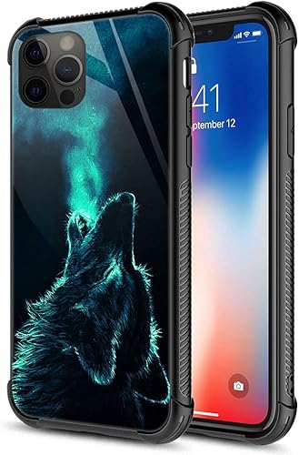 Funda para iPhone 13 - Nebula Wolf vidrio templado trasero y silicona suave TPU Shock funda protectora Lobo de Nebula.
