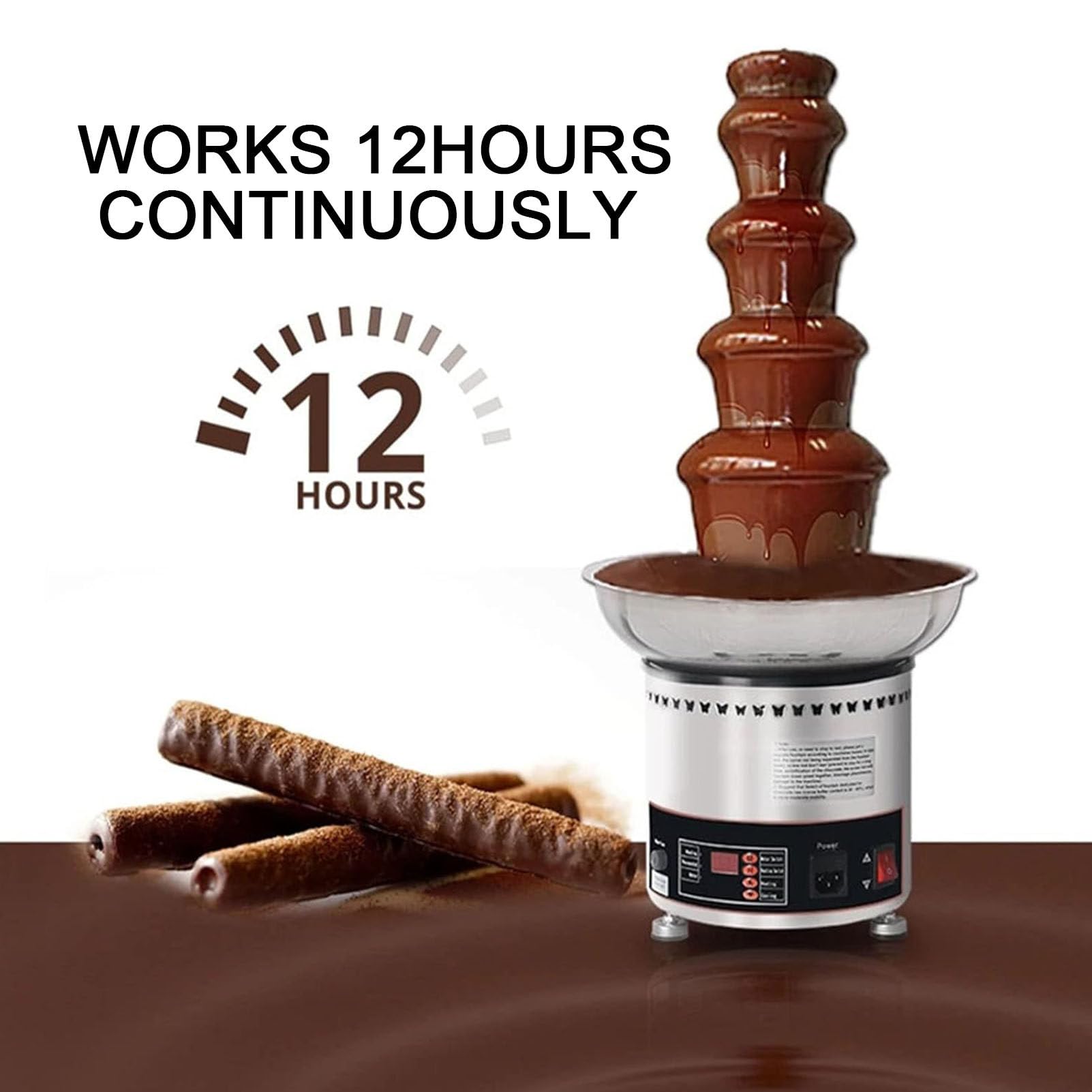 Fontana di Cioccolato Commerciale - 4/5/6/7 Livelli Salsa in Acciaio Inossidabile Melting Pot/Macchina a Cascata di Cioccolato per Attrezzature per Buffet di Nozze per Feste (4Layers)