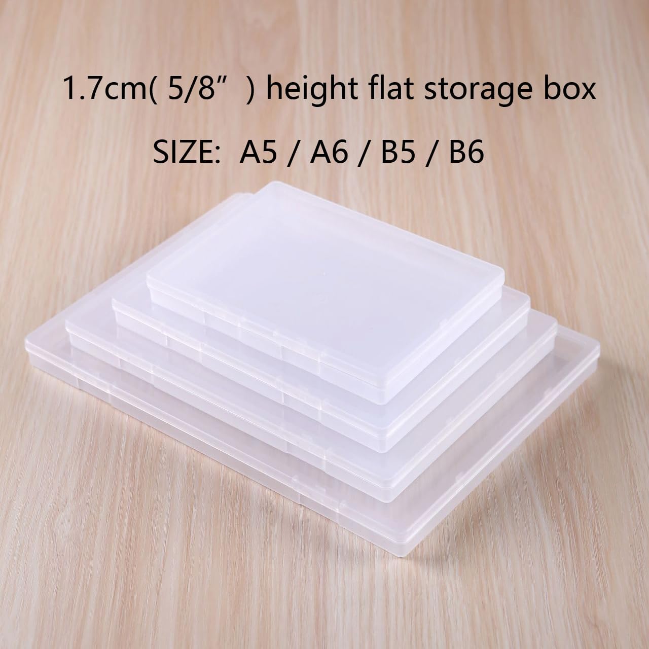 Paialco A5 Plastic Storage Box Flat Case Holder for Home & Office | Slim Case, 6 x 8 Inch, Stationery Storage Box, Clear, Durable