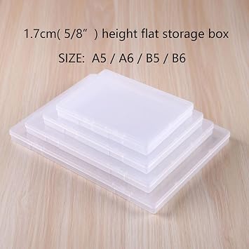 Paialco A6 Clear Plastic Storage Box, 4 x 6 Inch Flat Case Holder for Beads/Tools/Letters/Papers