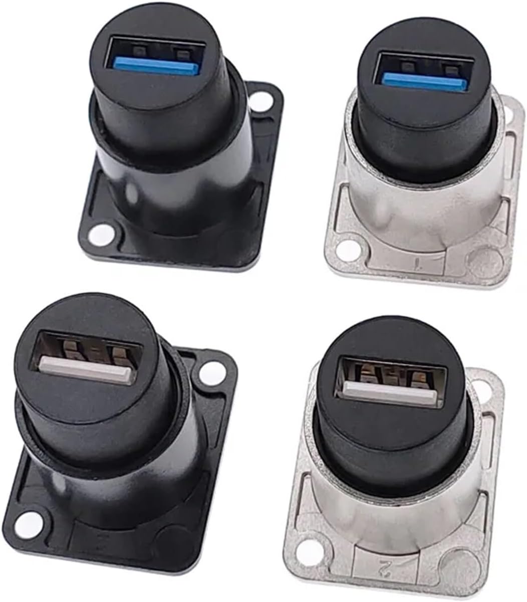 Metal Female to USB 2.0 3.0 Connector Panel Mounting Socket Black 1Pcs(Black,3.0)