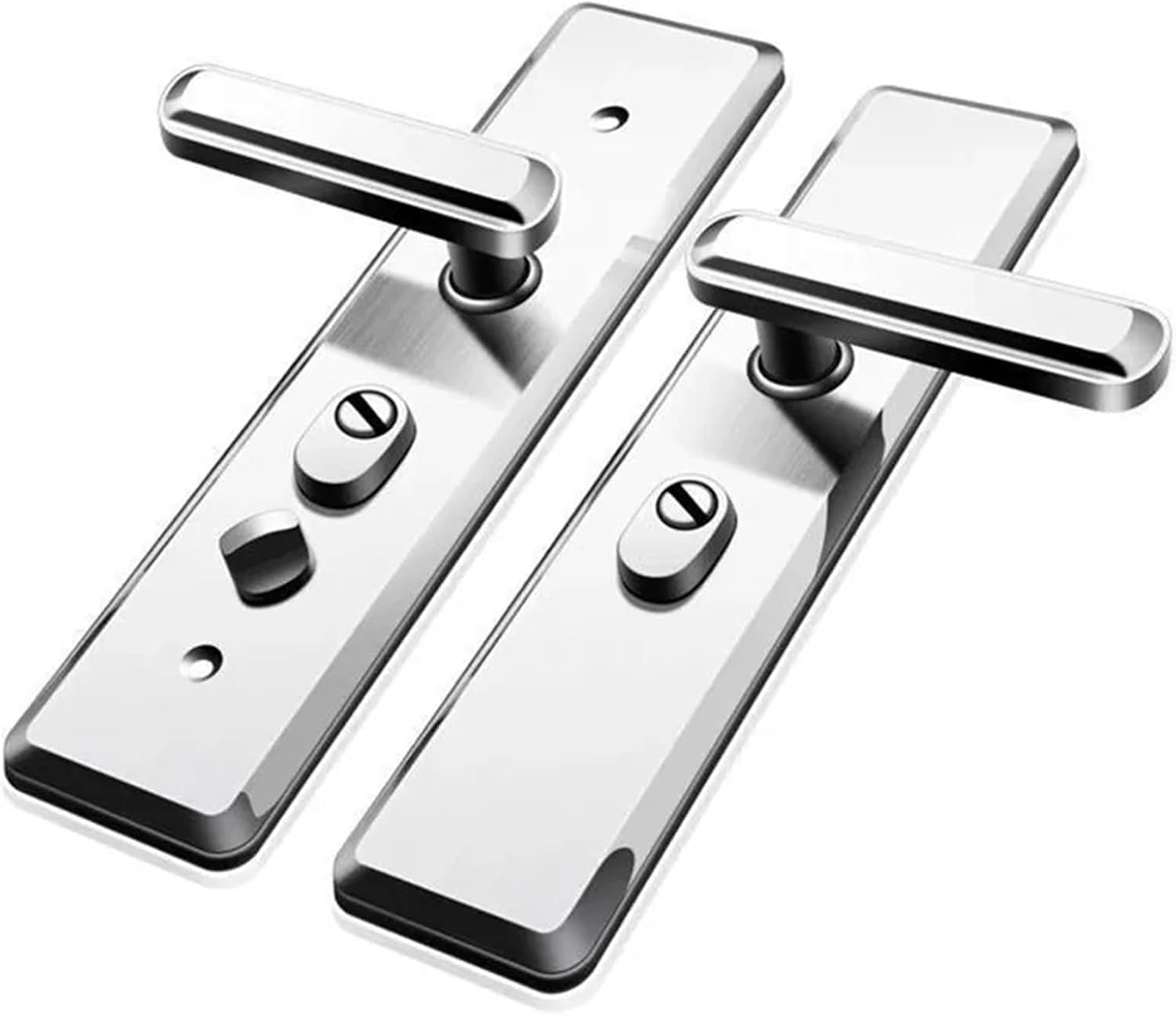 Universal Entrance Security Door Lock Stainless Steel Shinny Multifunction Door Handle Lock Mechanical Lock Set 1Pcs(F 55mm Handle)