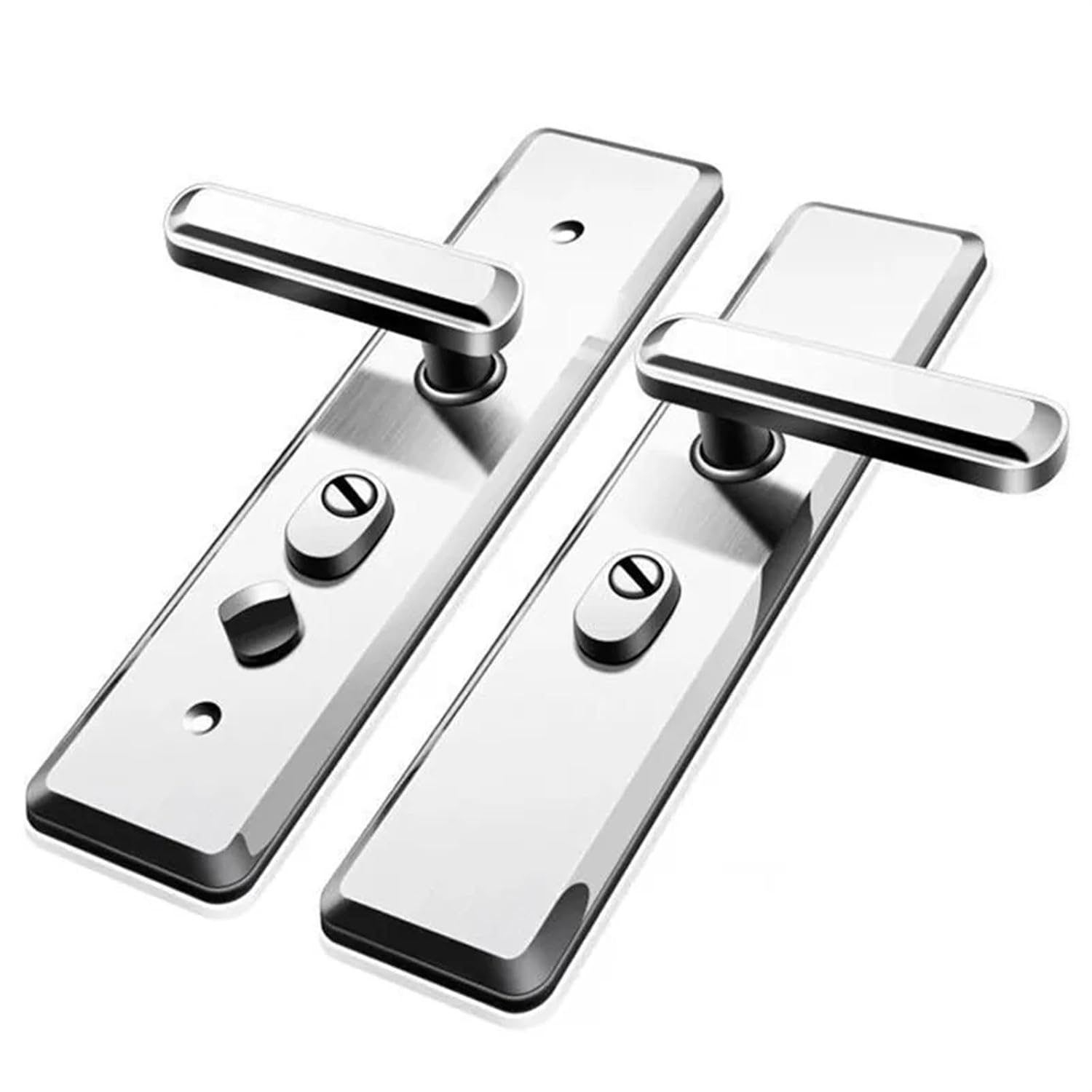 Universal Entrance Security Door Lock Stainless Steel Shinny Multifunction Door Handle Lock Mechanical Lock Set 1Pcs(A 45-55mm Handle)