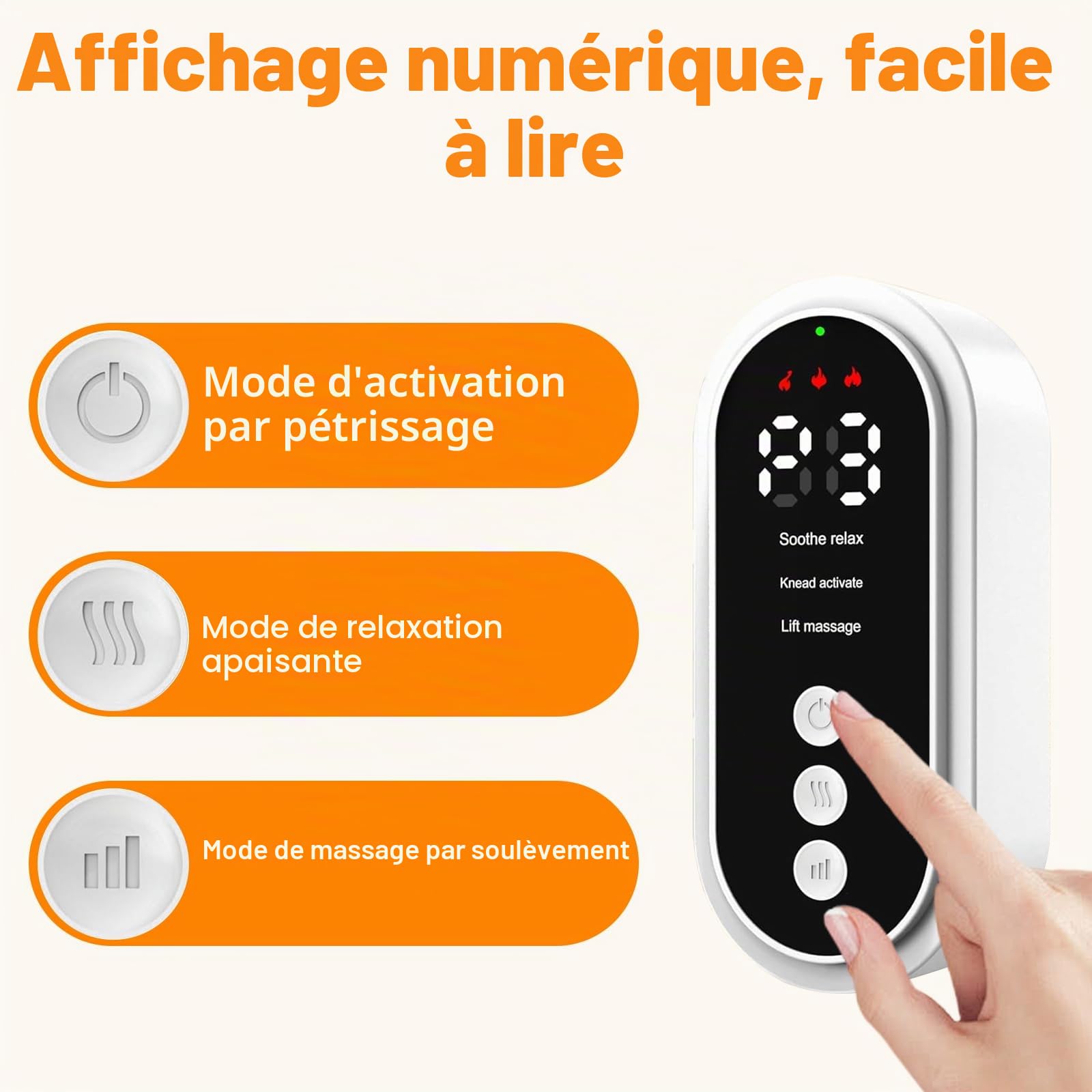 Masseur Électrique pour Jambes, 3 Modes de Massage pour Soulager la Douleur, Rechargeable par USB, 3 Niveaux d'Intensité et de Température pour Les Muscles des Jambes, Relaxation Musculaire