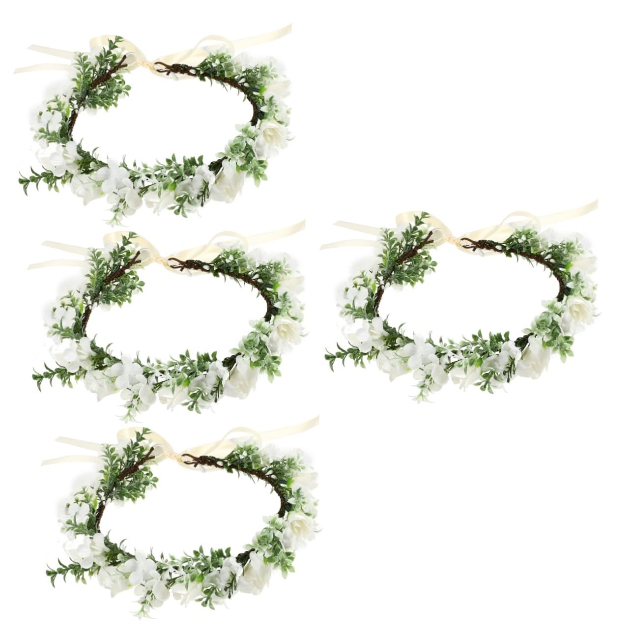 FRCOLOR 4stücke Blumenkranz Stirnband Für Hochzeiten Haaraccessoires Mit Rosen Für Bräute Blumenmädchen Und Besondere Anlässe Verstellbar Und Vielseitig