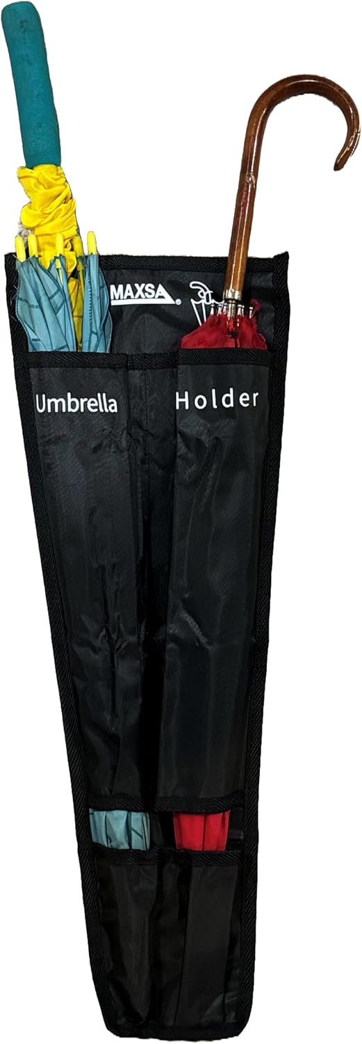 MAXSA 25577 Waterproof Car Headrest Umbrella Holder for 2 Umbrellas, Black