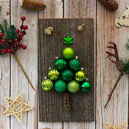 Ki Store Green Christmas Balls 34Pcs 1.57-Inch Small Christmas Tree Decoration Ornaments For Xmas Tree Holiday Wreath Garland Decor Ornaments Hooks Included #TOP2