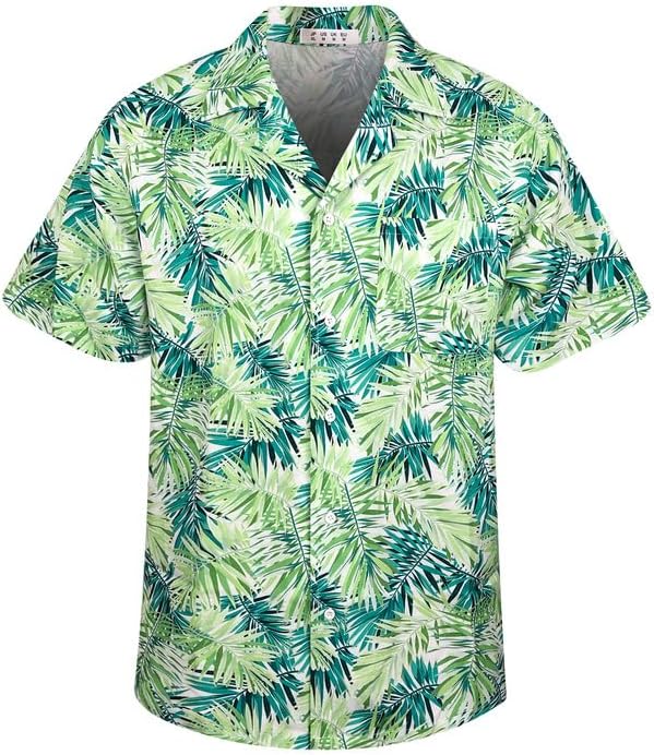AINIKO Camisa hawaiana de ajuste holgado para hombre, manga corta, casual, con botones, floral, tropical, para playa, Aloha