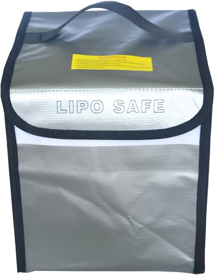 Lipo Battery Large Bag Fireproof Explosionproof Pouch Safe Battery Bag Lipo Guard Sack for Charge & Storage Big Size 195×200×210mm Can Take 9 Batteries