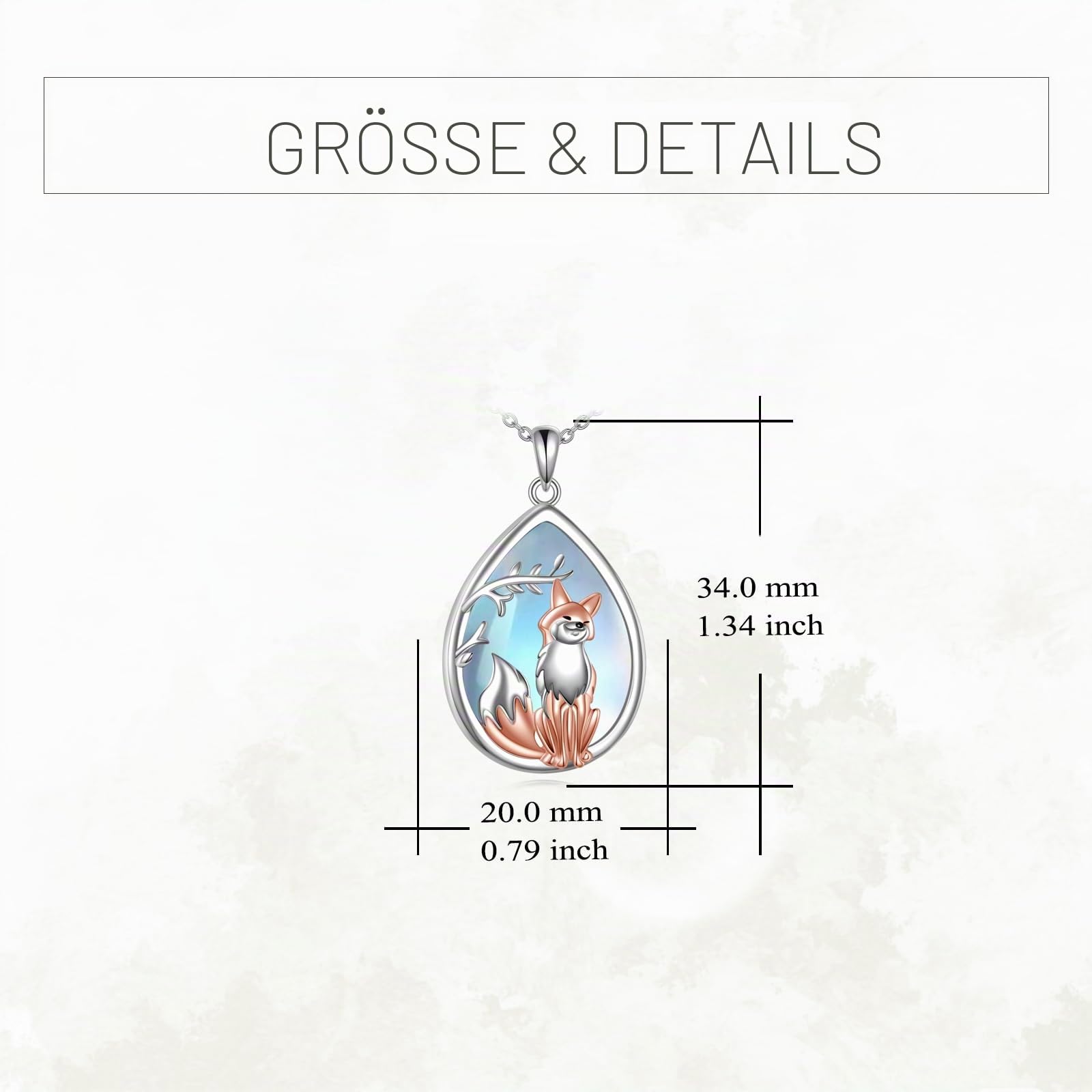 VONALA Fuchs Halskette 925 Sterling Silber Fuchs Mondstein Anhänger Niedliches Tier Fuchsschmuck Geschenke für Frauen