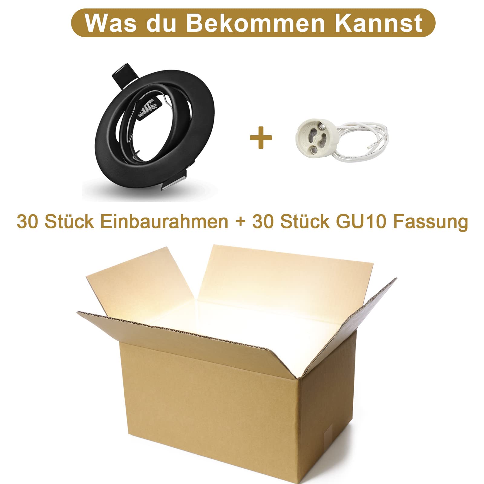 Allesgute 20er LED Einbaustrahler GU10 Set Schwenkbar 230V Einbauleuchten Einbaurahmen Rund Matt Schwarz LED Spot 68mm Lochdurchmesser inkl. GU10 Fassung für Lampe oder Halogen