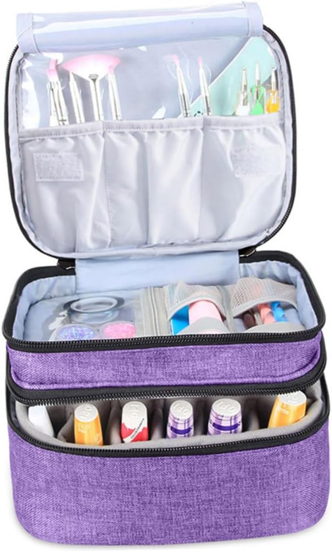 Storage Case Handle Double Nail Polish Carrying Bag for Bottles Capacity Portable Organizer for Cosmetics Material for Women
