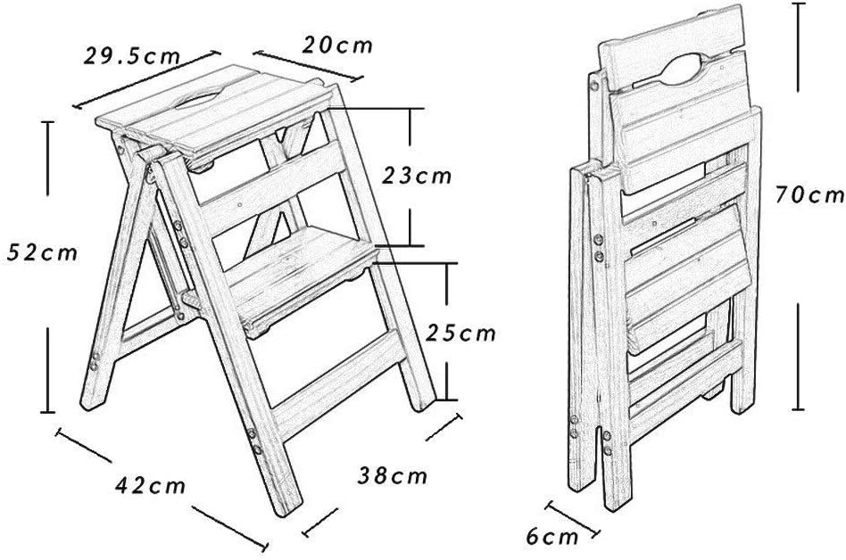 Wooden Ladder Chair Household Folding 2-Step Ladder Stools Multifunction Step Stool Stair Chair Indoor Climb Stepladder for Kitchen Office Library, Black Walnut