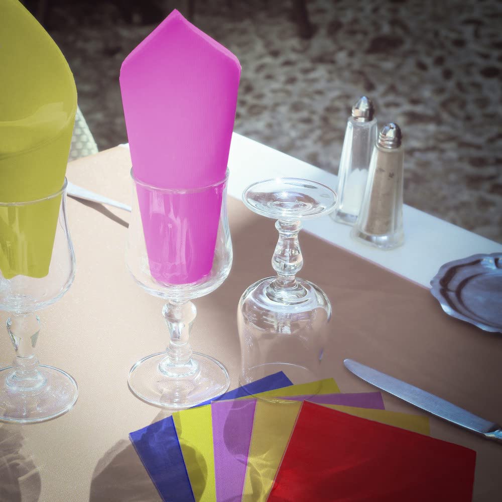 100 Serviettes En Papier Multicolores - 33x33cm - 5 Couleurs - Pour Mariage, Anniversaire, Fête