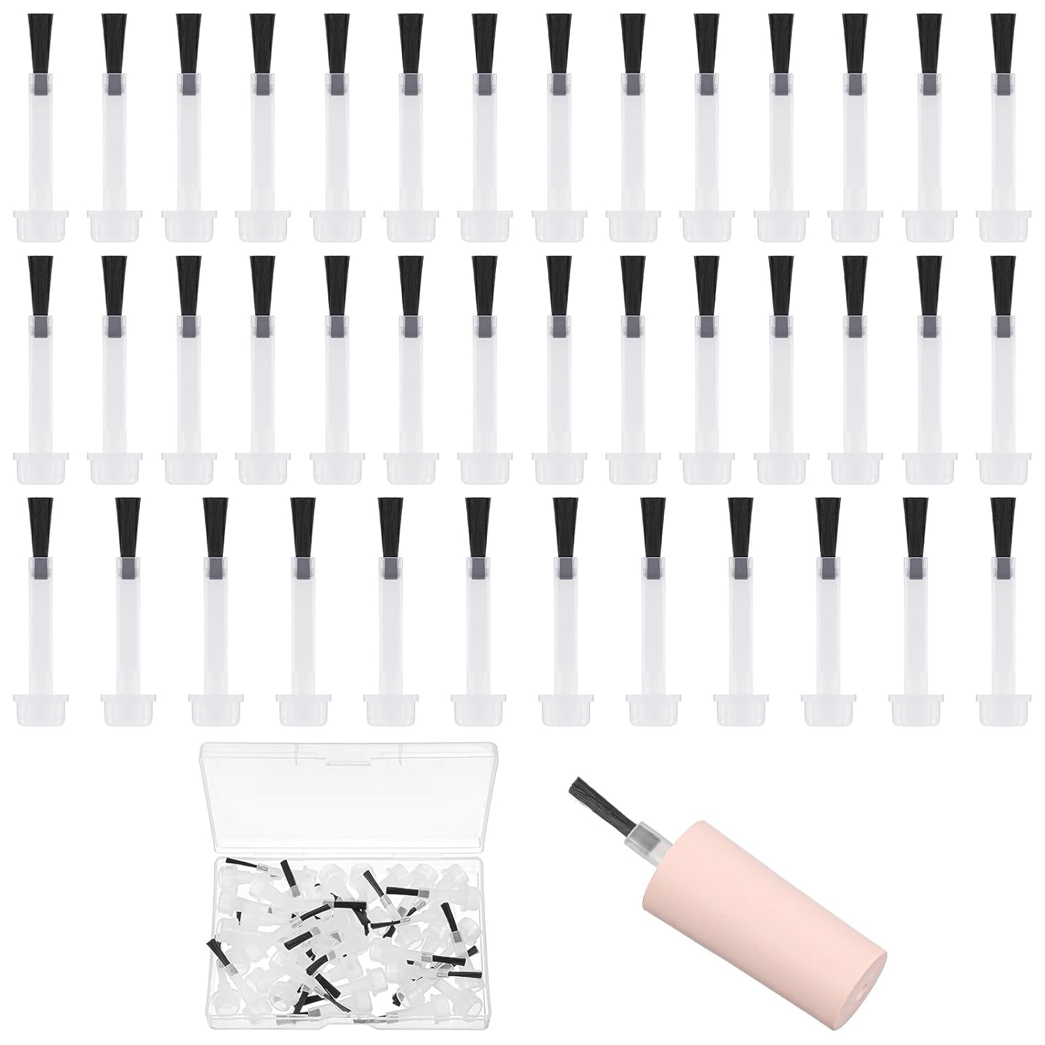 40 Pcs Nail Polish Brush Replacement Disposable Nail Polish Brushes Soft Bristles Dip Powder Liquid Replacement Brushes