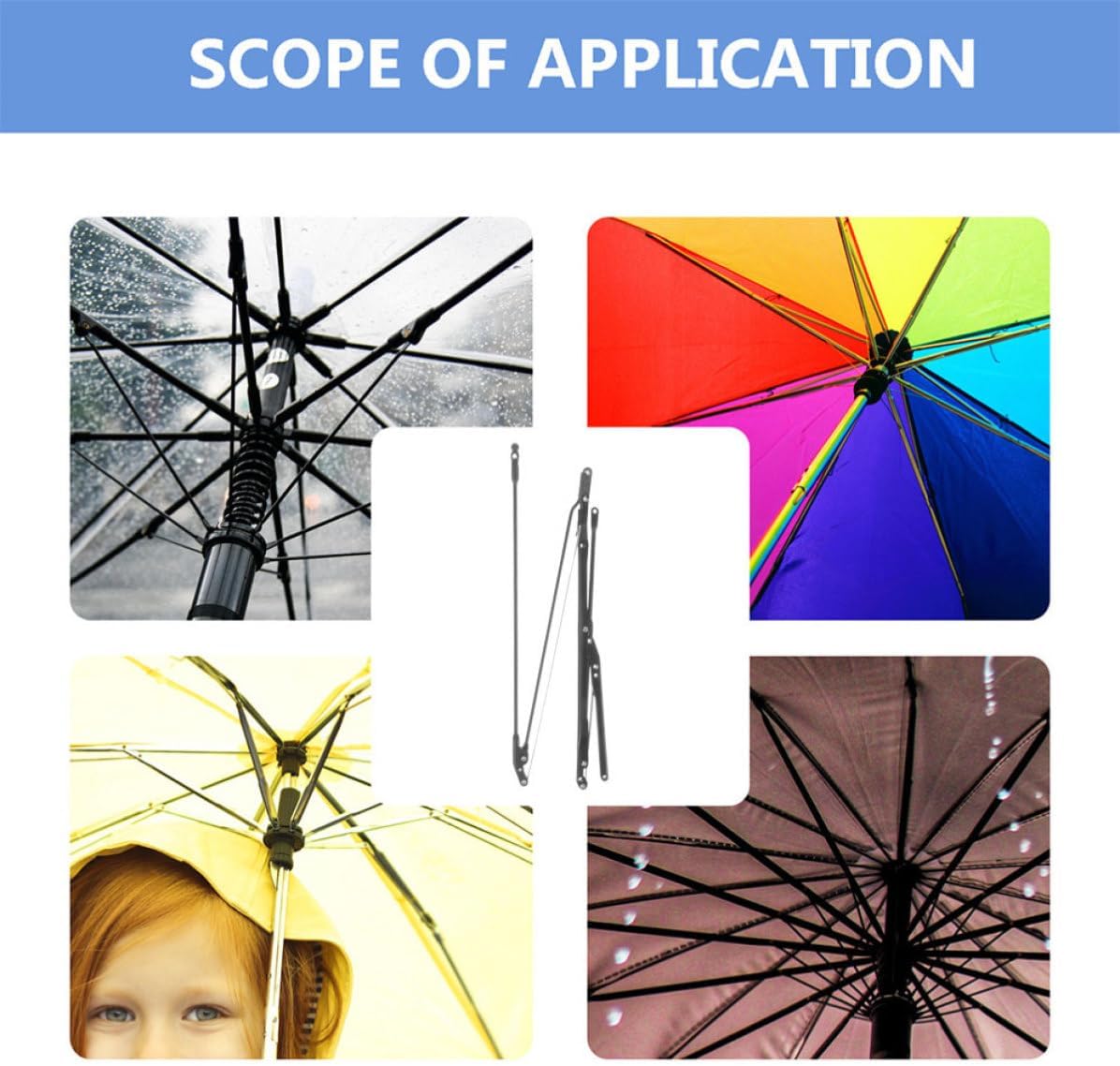 Black Iron Folding Umbrella Ribs Repair Accessories for Broken Frames image 3