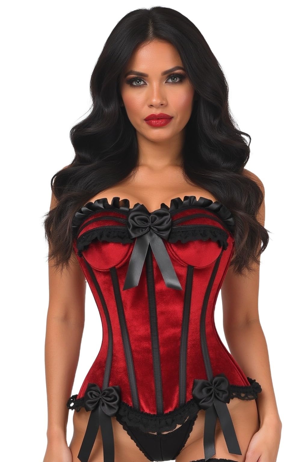 Daisy corsets womens Daisy Corsets Top Drawer Dark Red Velvet Steel Boned Burlesque Corset