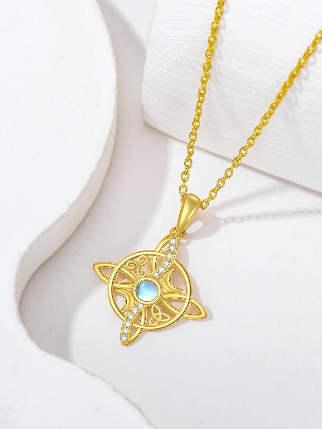14K Solid Gold Celtic Knot Necklace for Women, Real Gold Amulet Pendant, Irish Pendant Necklace, Jewelry Mother's Day Birthday Gifts for Women, Girlfriend, Wife, Mom, Her - Image 4