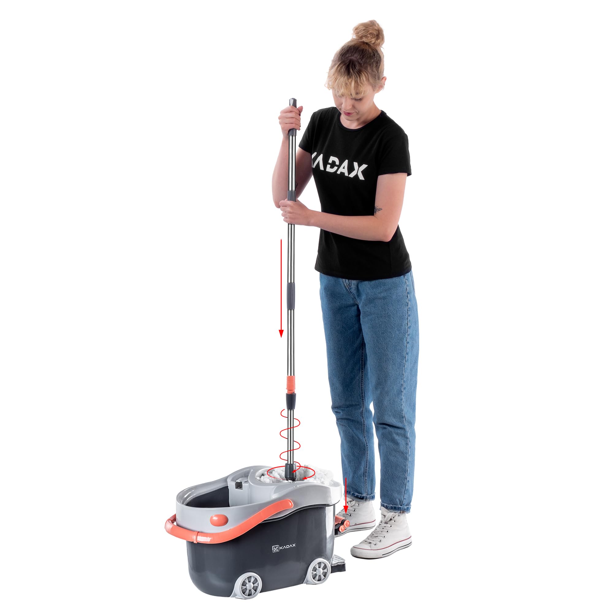 KADAX Juego completo de mopa con mango telescópico y cubo con función de escurridor, fregona con cubo de limpieza, limpiador para limpieza de suelos