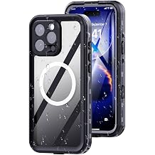Lunivop for iPhone 16 Pro Max Case 6.9 Waterproof Compatible with Magsafe IP68 Underwater Clear Magnetic Built-in Screen Protector Diving Swim Dustproof Shockproof Full Body Phone Cover Black