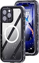 Lunivop for iPhone 16 Pro Max Case 6.9'' Waterproof 【Compatible with Magsafe 】 IP68 Underwater Clear Magnetic Built-in Screen Protector Diving Swim Dustproof Shockproof Full Body Phone Cover Black
