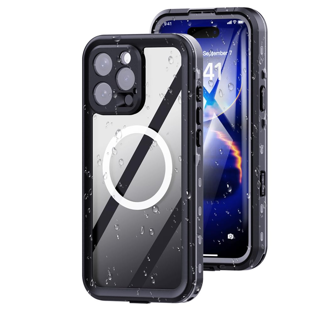 Lunivop for iPhone 16 Pro Max Case 6.9'' Waterproof 【Compatible with Magsafe 】 IP68 Underwater Clear Magnetic Built-in Screen Protector Diving Swim