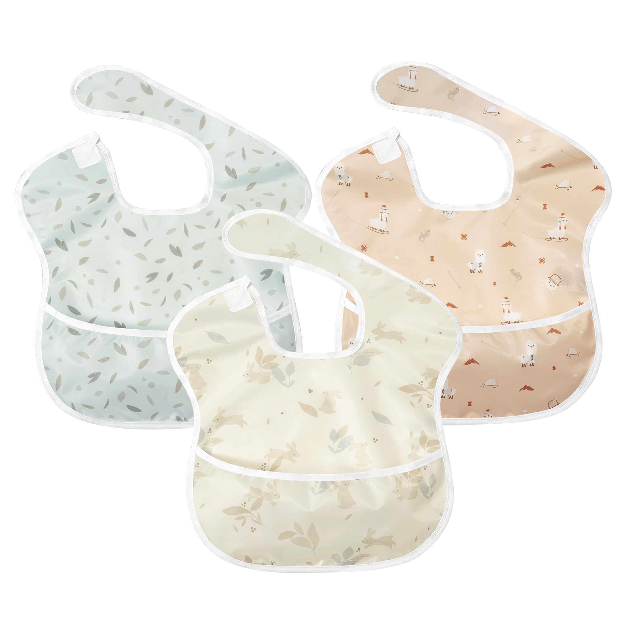 Little Dimsum Babero Bebe Impermeable con Bolsillo, Ajustable para Niños de 6 Meses a 3 Años