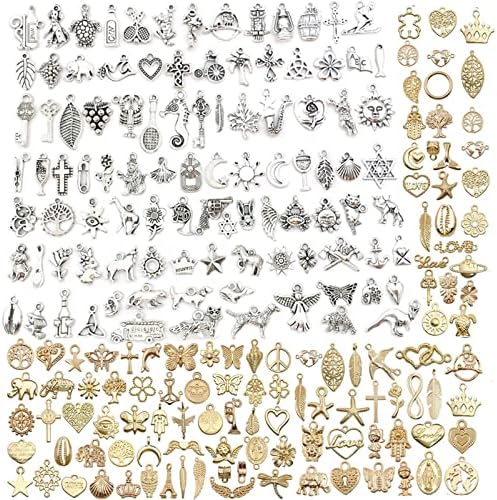 200 Pieces Retro Pendant Charms, Wholesale Bulk Charms, Alloy Ornament Charms Set, Animal Moon Stars Mixed Charms, for DIY Jewellery Making Crafts Necklace Bracelet Earrings Key Handmade