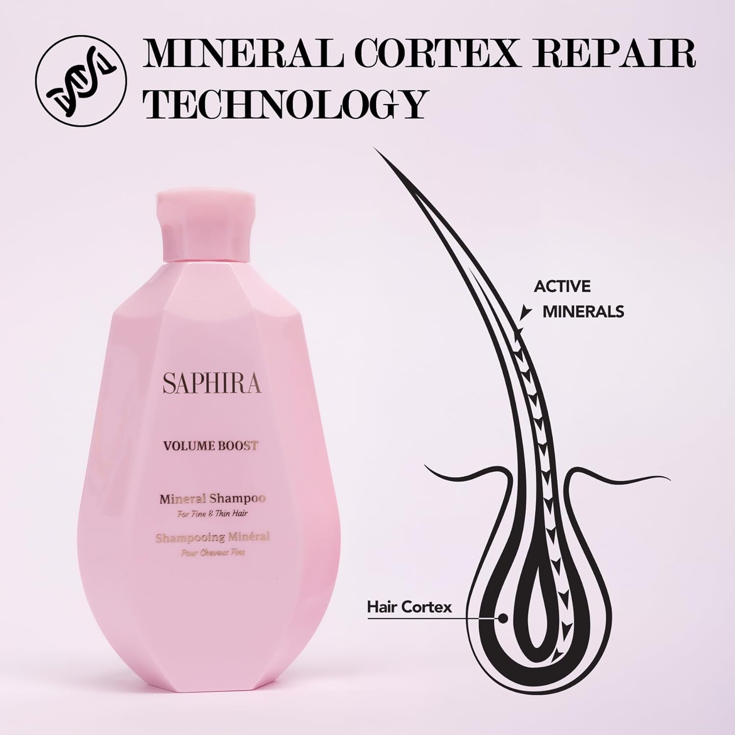 Saphira Dead Sea Minerals Shampoo – Sulfate Free Professional Hair Care – Hydrating & Nourishing Shampoo for All Hair Types