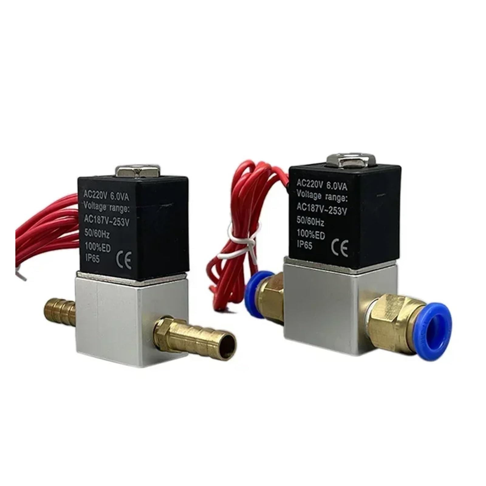 Zawór elektromagnetyczny 12 V, 24 V, 220 V, pneumatyczny, 2 pozycje, 2 porty, normalnie zamknięty zawór magnetyczny powietrza, 6 mm, 8 mm, przyłącze wtykowe do węża, BIANMTSW (4MM-4 MM Barb, DC 12 V)
