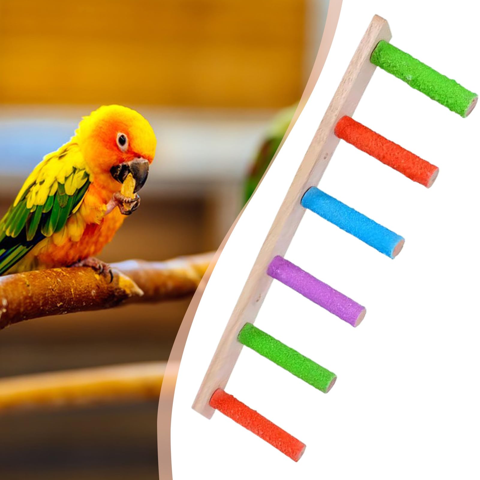 Amazon | コザクラインコ おもちゃ, 木製インコ用はしご おもちゃ