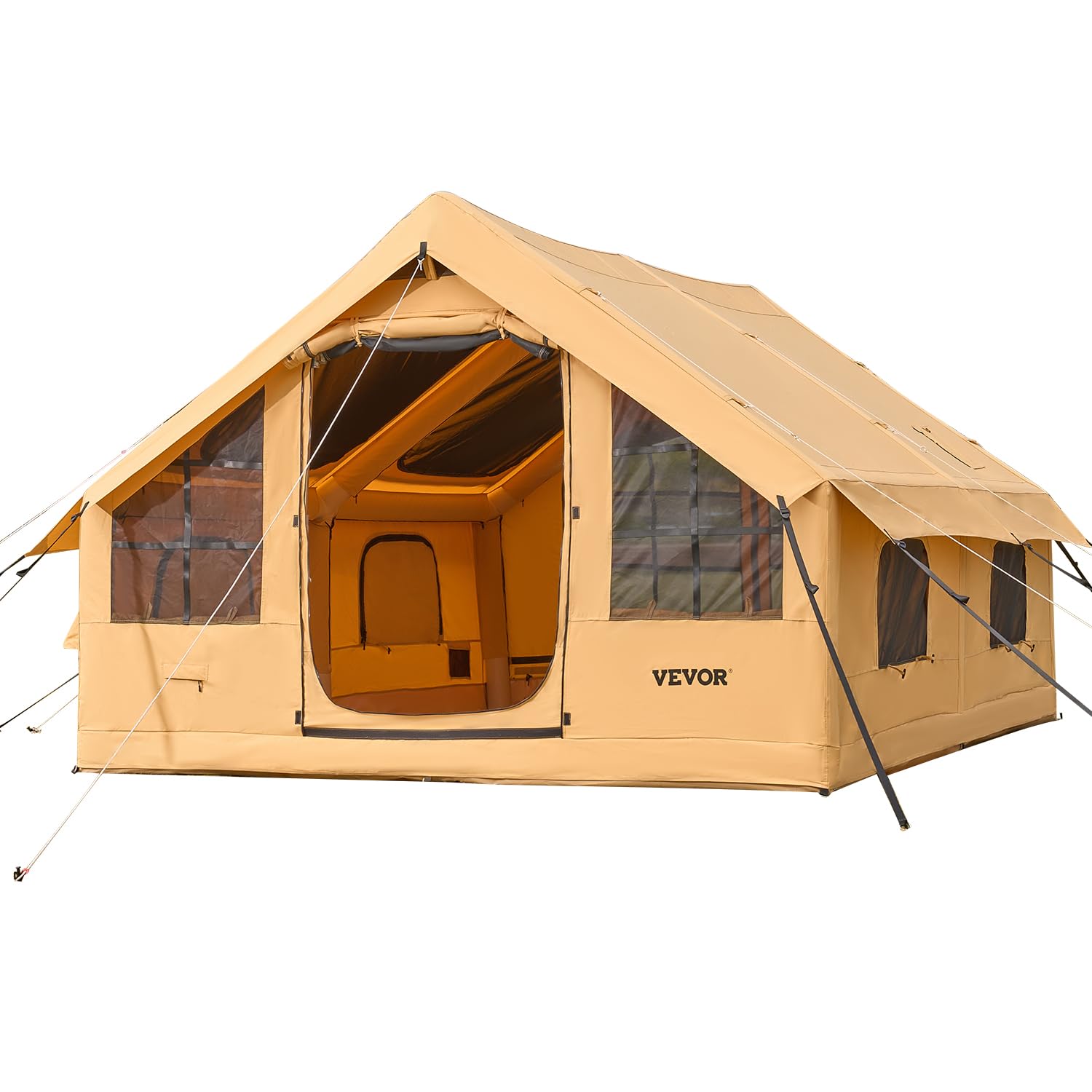VEVOR Aufblasbare Zelte für Camping, einfach aufzubauen, aufblasbare Campingzelte mit Handpumpe, 300D Oxford 4-Jahreszeiten-Glamping-Zelt mit Herdwagenheber, Aufbewahrungstasche für einfaches