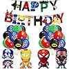 DWTECH Superheld Avengers Feestdecoratie 28 stuks ballonnen met 4 stuks grote folie ballonnen, 1 Happy Birthday banner…