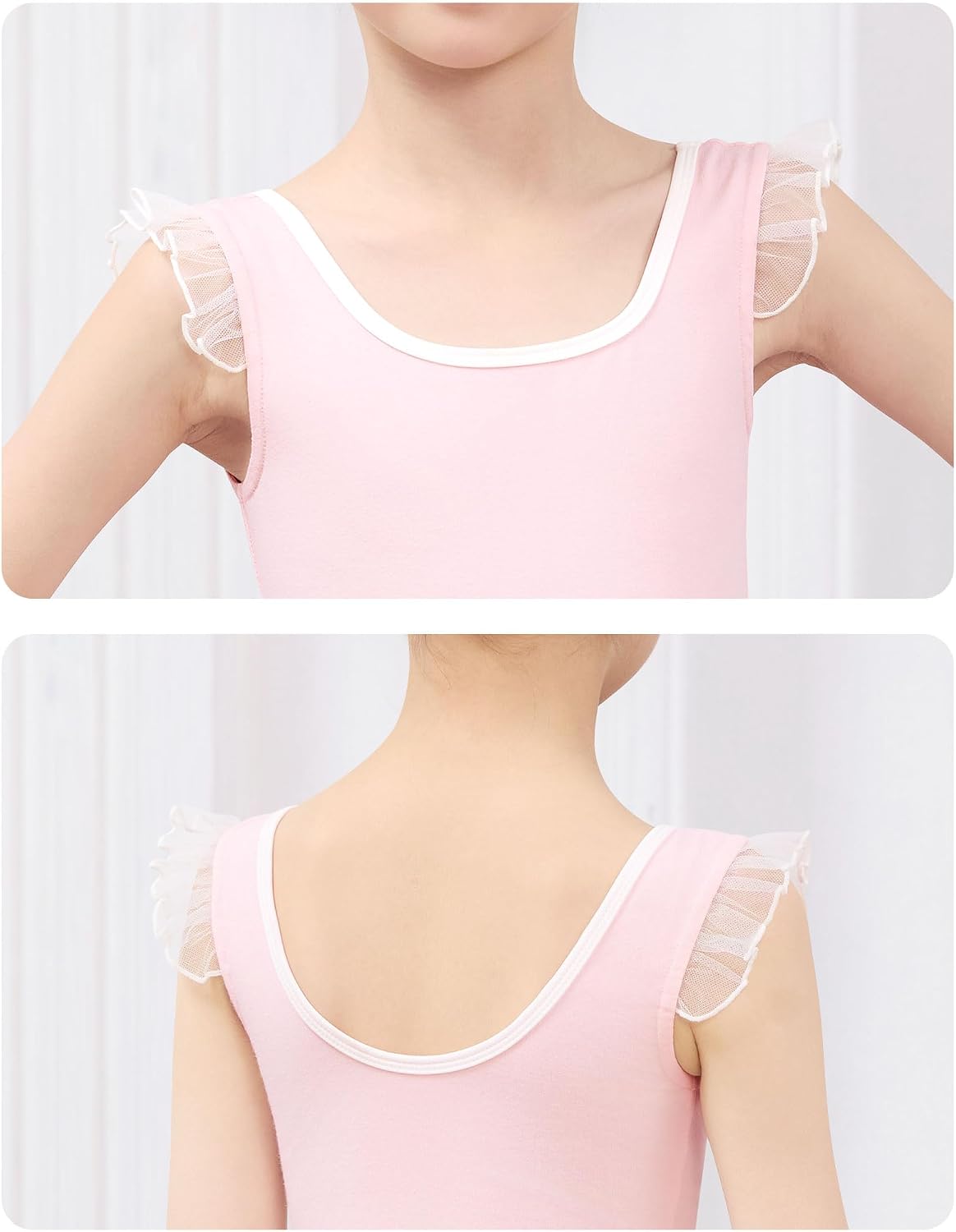 Dayrose Girls Mesh Flutter Sleeve Leotards, Ballet Dance Tank Leotards for Toddler/Little/Big Kids