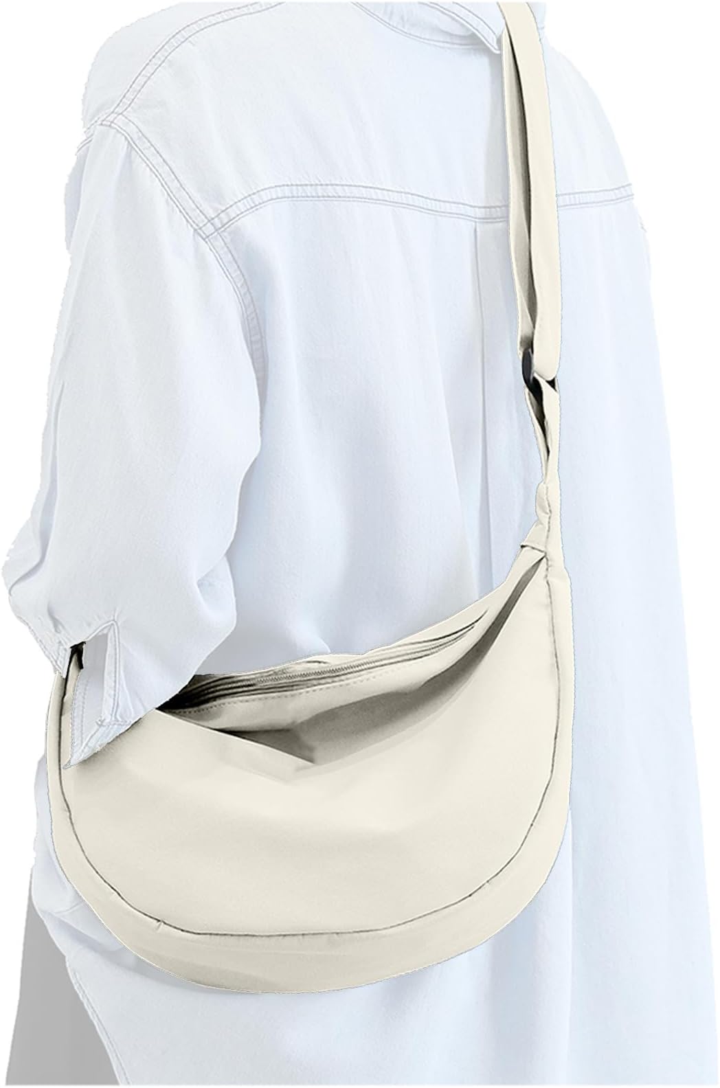 CTWWFSMedium Nylon Crossbody Crescent Bag for Women Men Fashionable Shoulder Bag with Adjustable Strap for Everyday Casual Travel