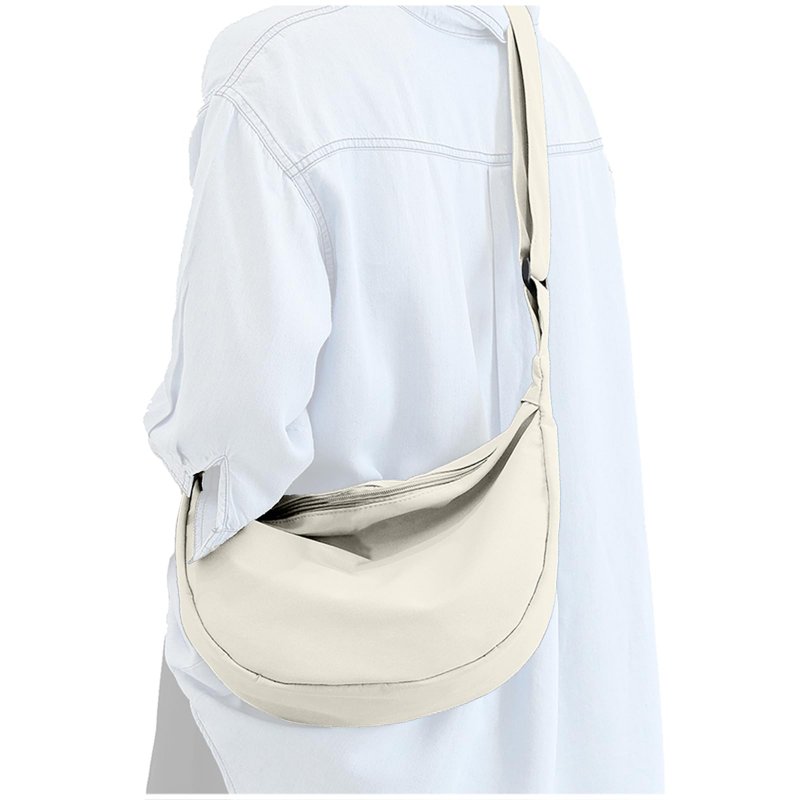 CTWWFSMedium Nylon Crossbody Crescent Bag for Women Men Fashionable Shoulder Bag with Adjustable Strap for Everyday Casual Travel