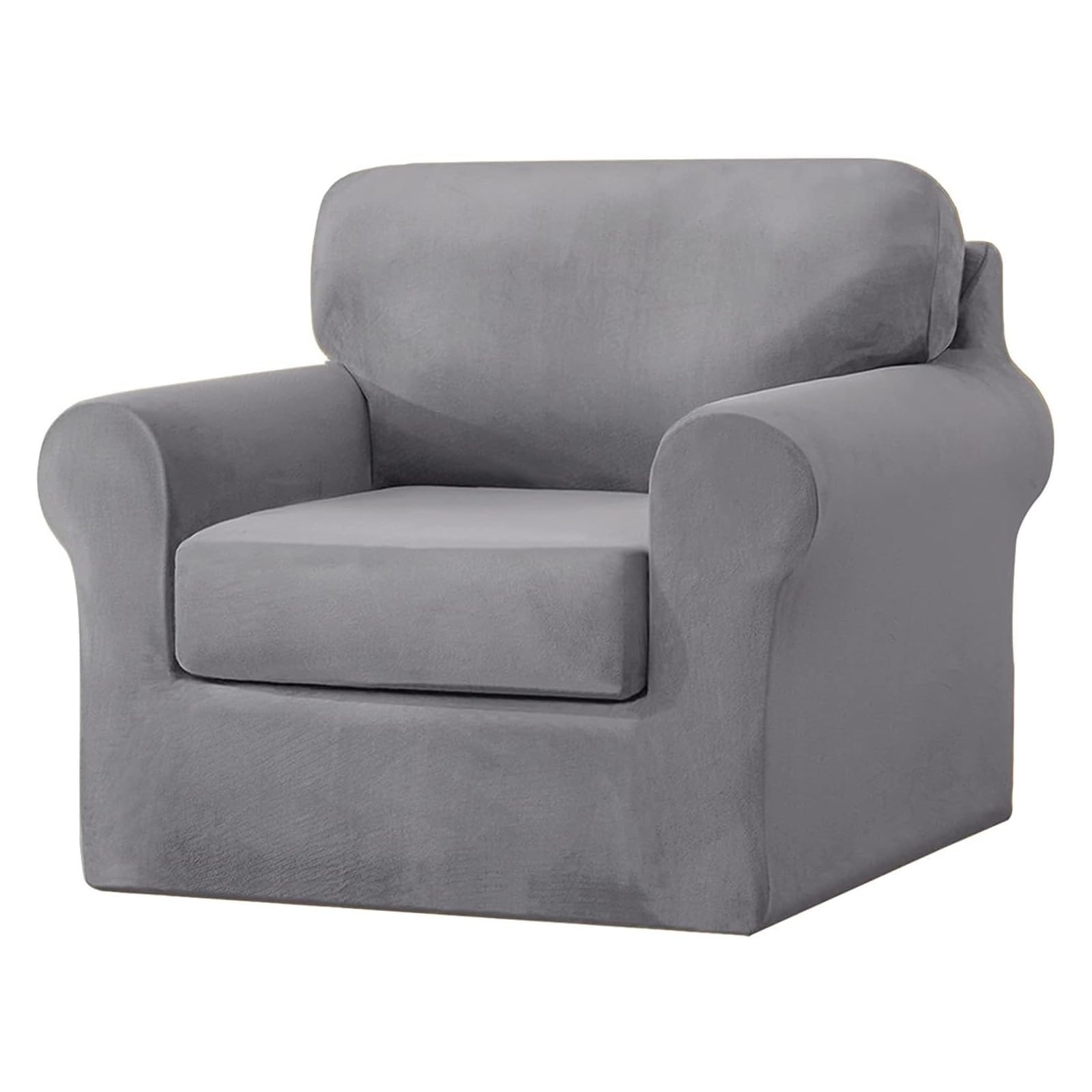 Housse de canapé en velours extensible pour salon moderne avec coussin gris