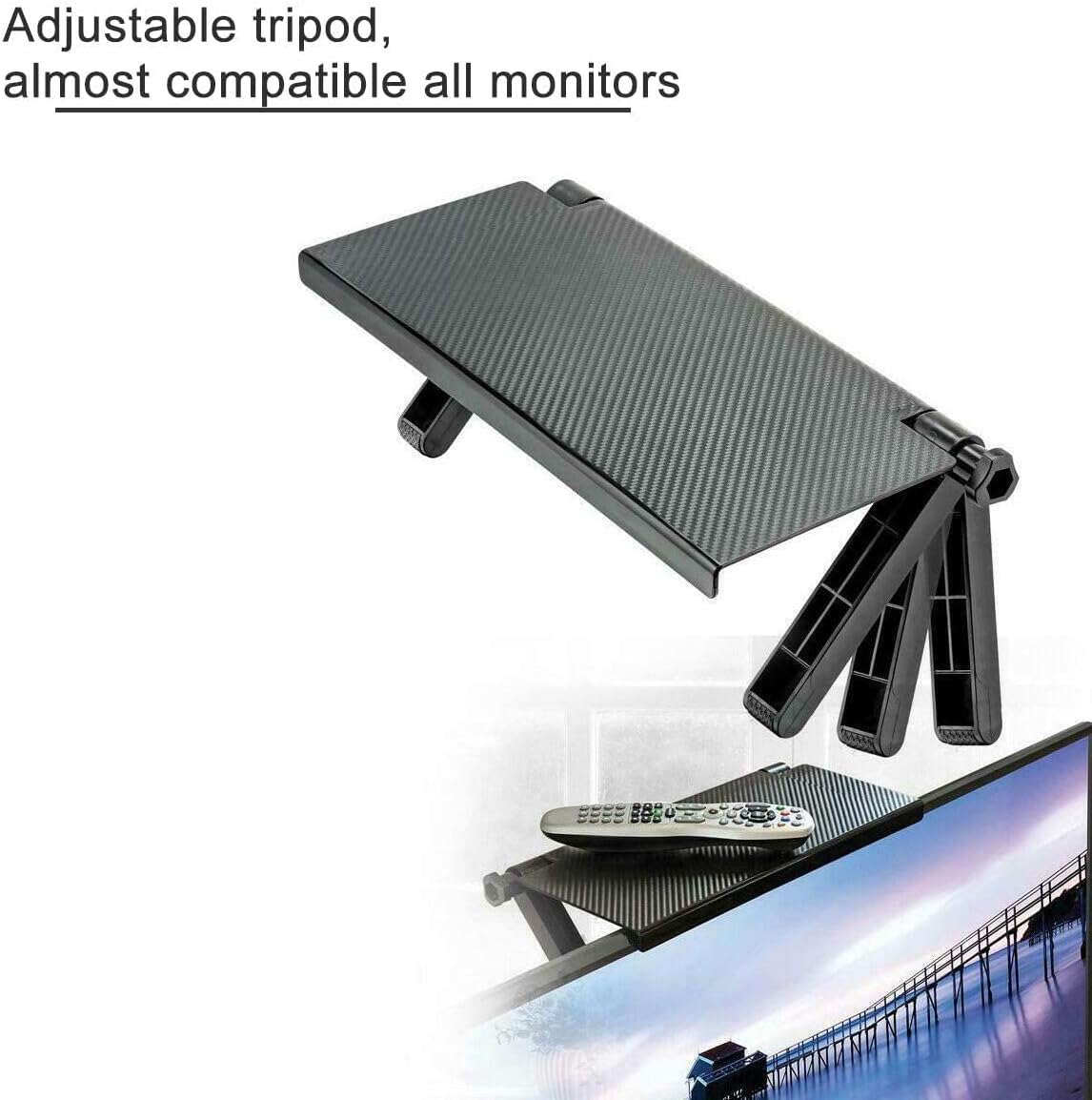 YINOVEEN 13'' TV Top Shelf, Adjustable Screen Mount Organizer (1 Pack), for Soundbar, Cable Box, Speakers, up to 11 LBS