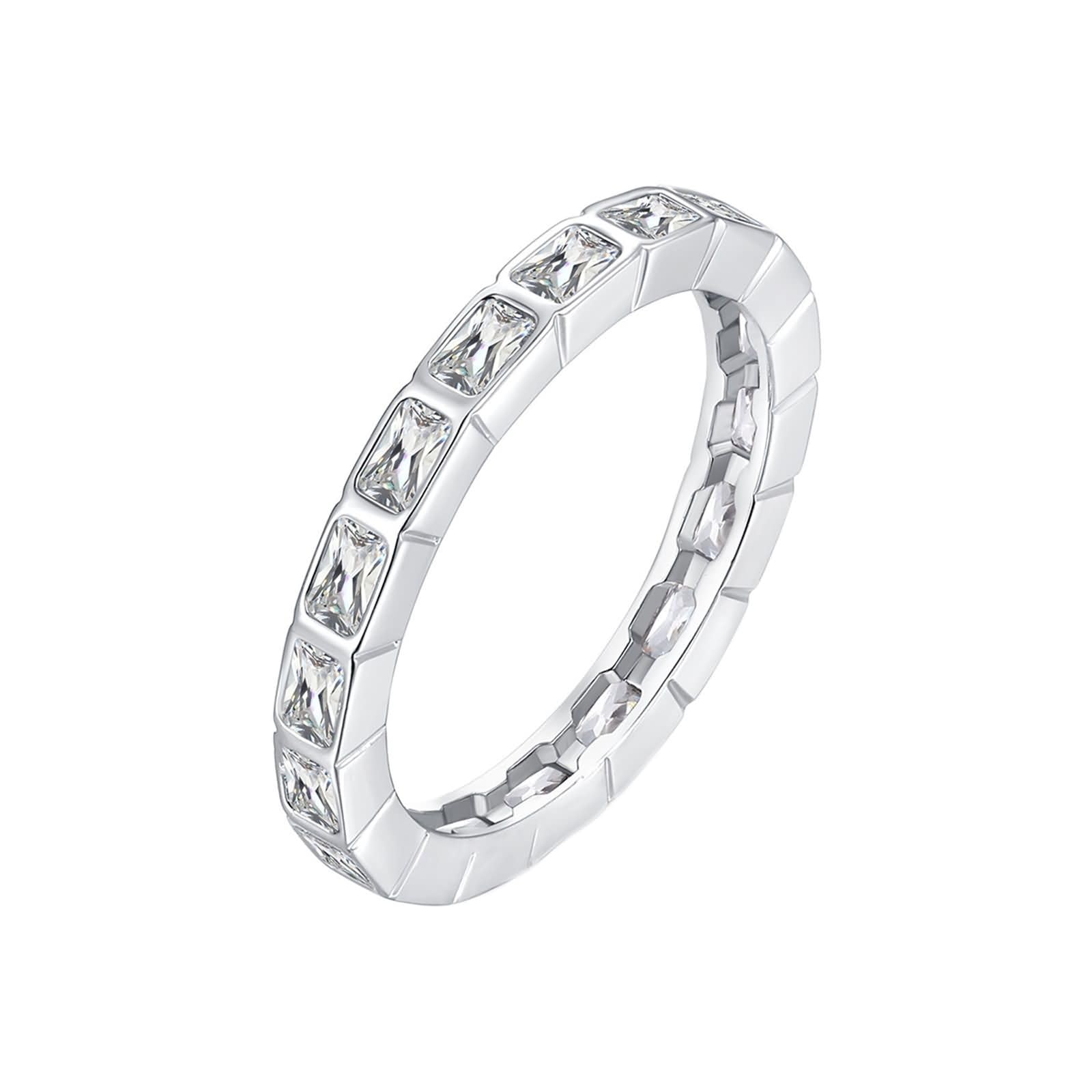 Asscher Pierścionek zaręczynowy Moissanite białe złoto pierścionek 18-karatowy niemetalowy znaczek (tylko moda) okrągły i prostokątny z cyrkonią sześcienną biały rozmiar H 1/2 elegancka biżuteria na