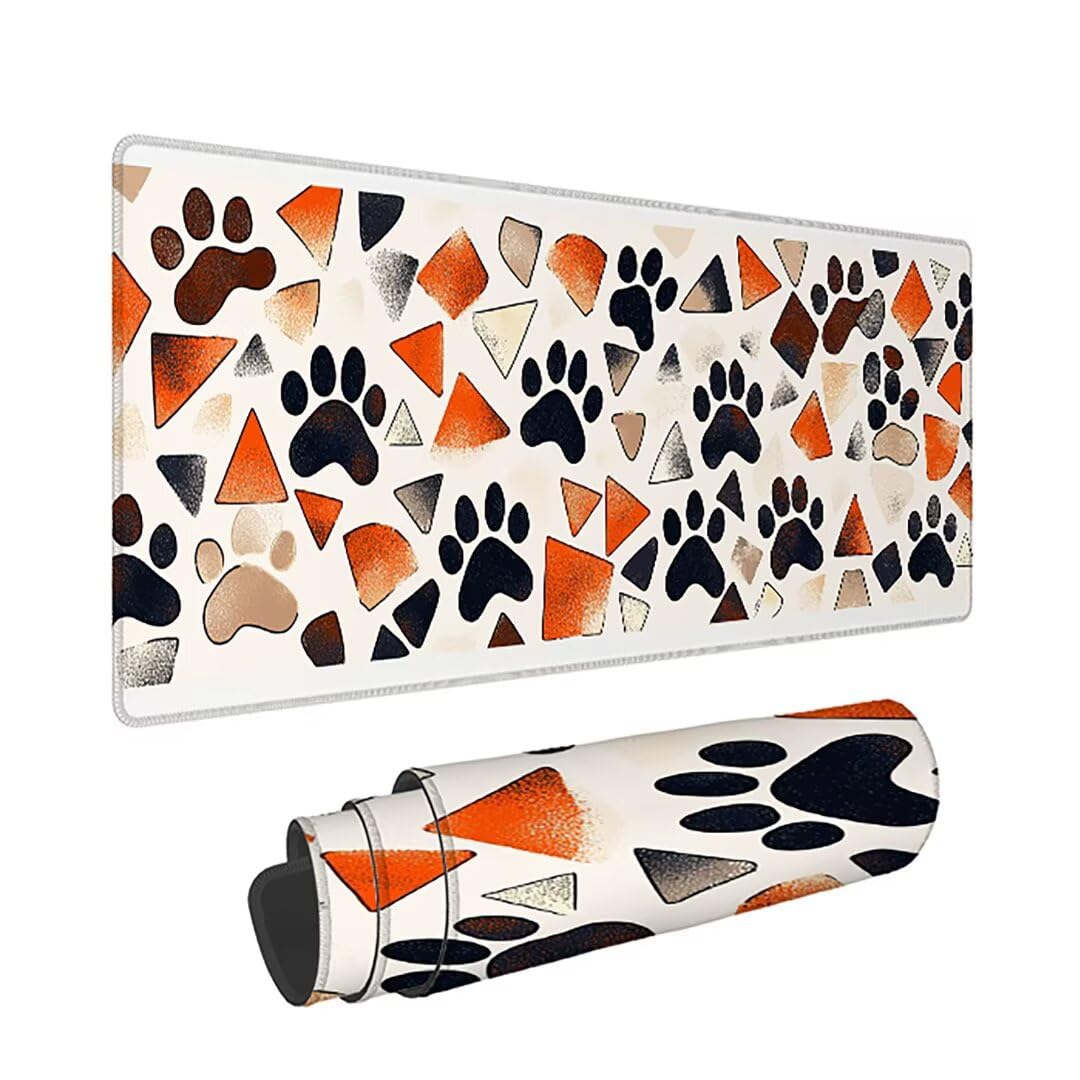 Prosta podkładka pod mysz XXL - 1400x600x3mm - biała duża mata na biurko z przeszytymi krawędziami i antypoślizgowa wodoodporna do komputera, laptopa poprawia precyzję i szybkość. -36428