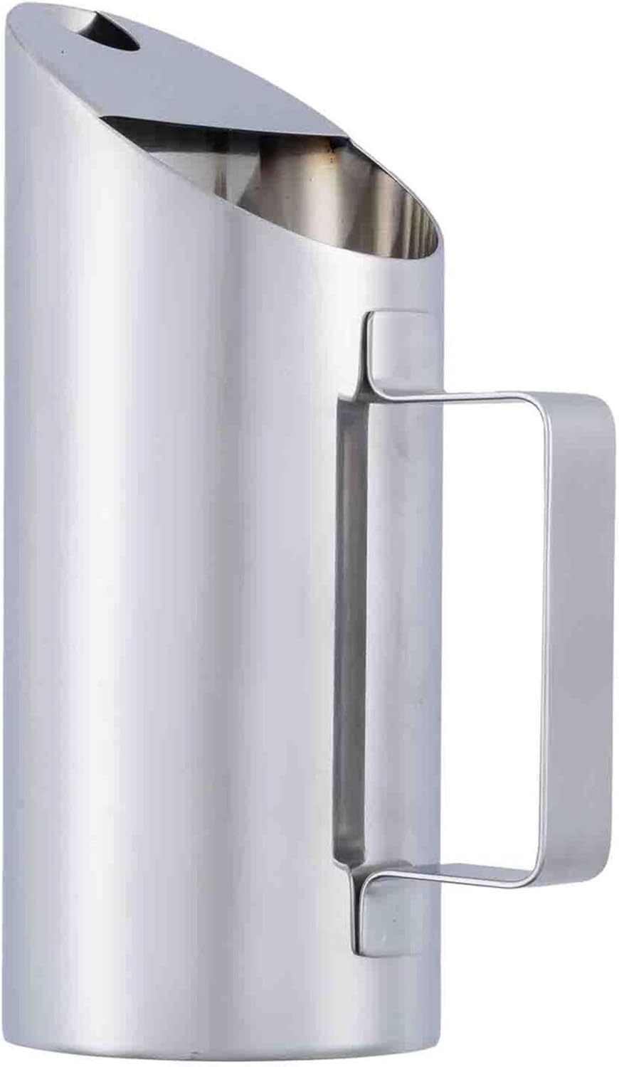 TableCraft 12813 Premium Stainless Steel Pitcher with Ice Guard, Commercial Beverage Pitcher, 1 Liter / 34 oz Capacity, Mirror Finish, Extended Handle, Dishwasher Safe, Silver