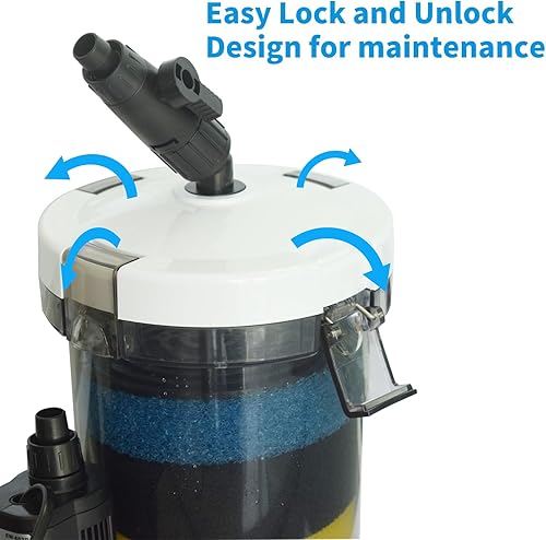Miniatura 4 de Filtro de recipiente de 105 GPH, filtro externo de acuario, máquina de limpieza de circulación de agua ultra silenciosa con bomba de agua,