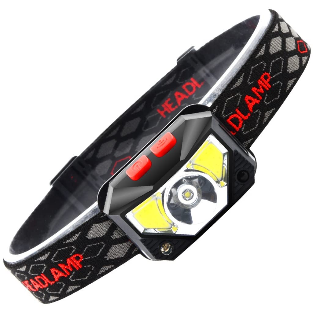 OYYMTE COB Red Light Warning Strong Fishing Headlight Waterproof USB Charging Induction Night LED
