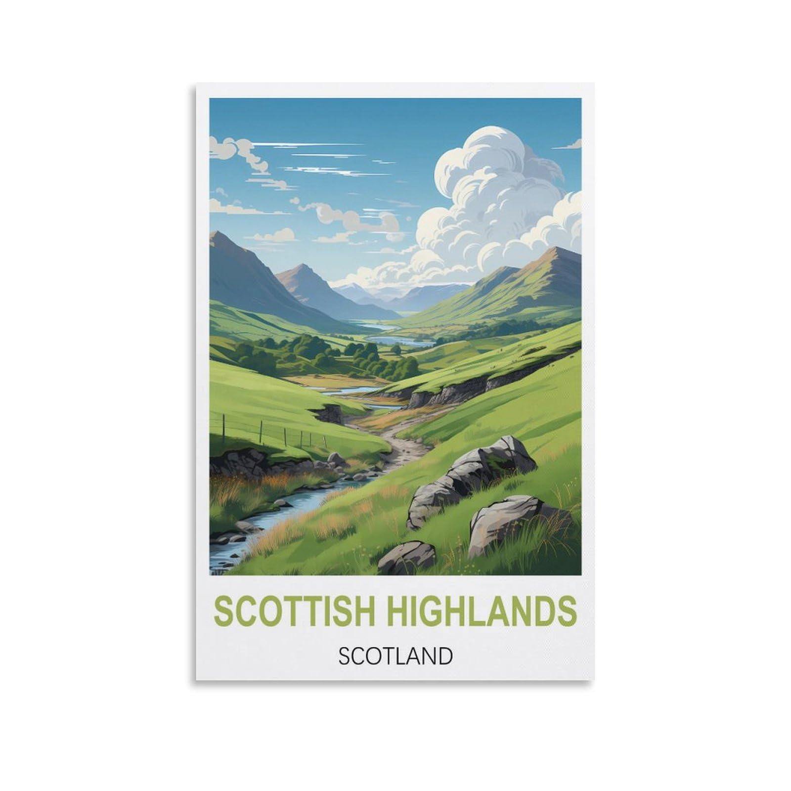 Hsayyiii Unframe-Style Scottish Highlands Scotland Vintage Travel Posters 08X12inch(20X30cm) Canvas Art Poster And Wall Art Picture Print Bedroom Decor