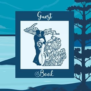 Michigan Great Lakes Wedding Guest Book (Blue): All-In-One Book for Guest Info With Gift Tracker Log for Up to 230 guests and 260 Gifts, 8.5 x 8.5 Paperback for Destination Wedding, Matte Finish