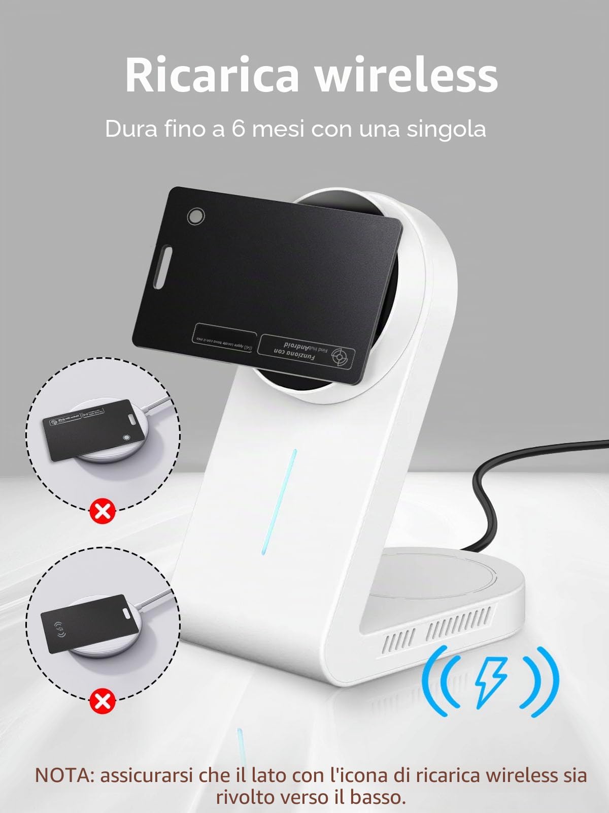 Tracker Ricaricabile per Apple e Android, Ultrasottile, Compatibile con Find My e Find Hub, 1 Pack