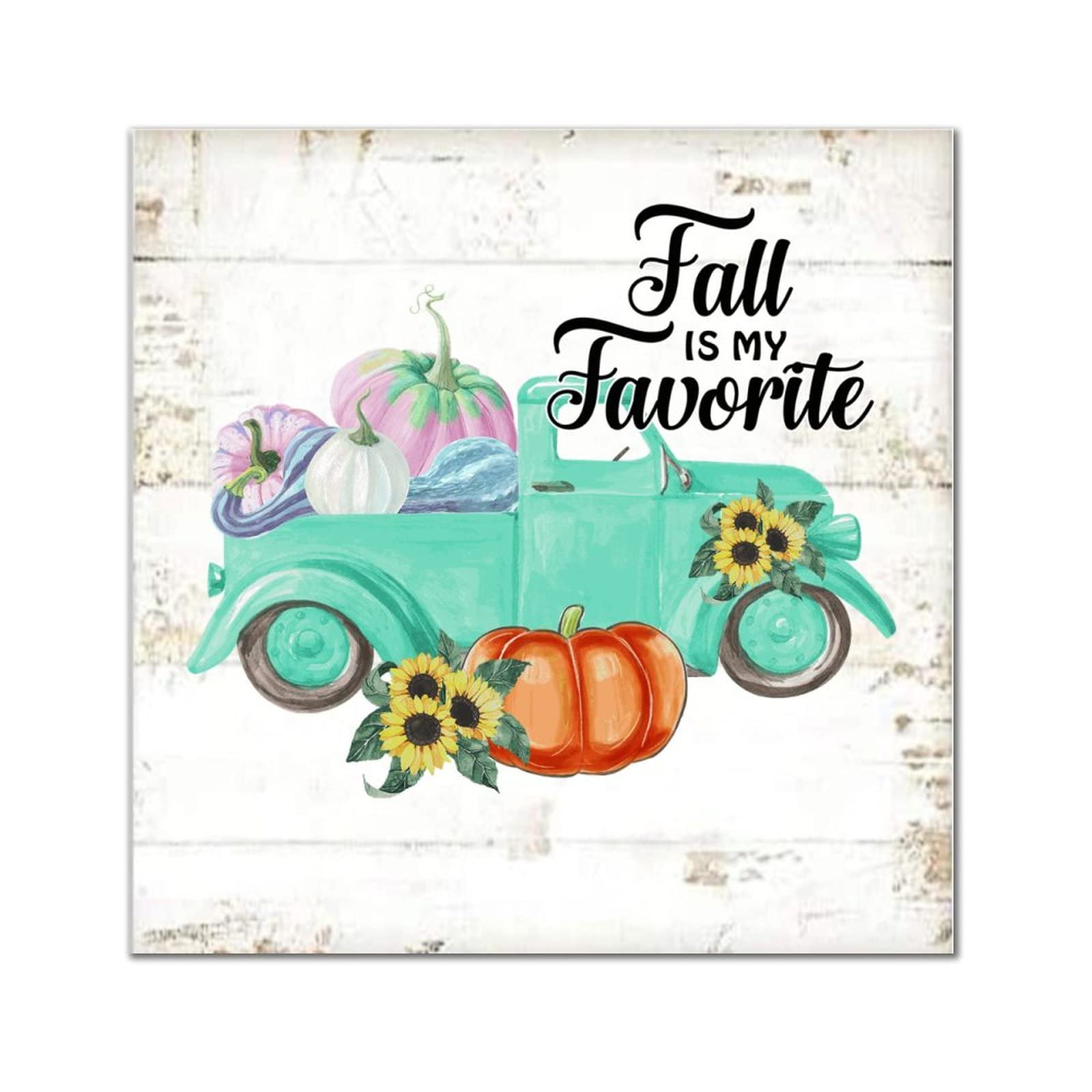 Camion citrouille en bois decoration murale esprit de Thanksgiving cosy